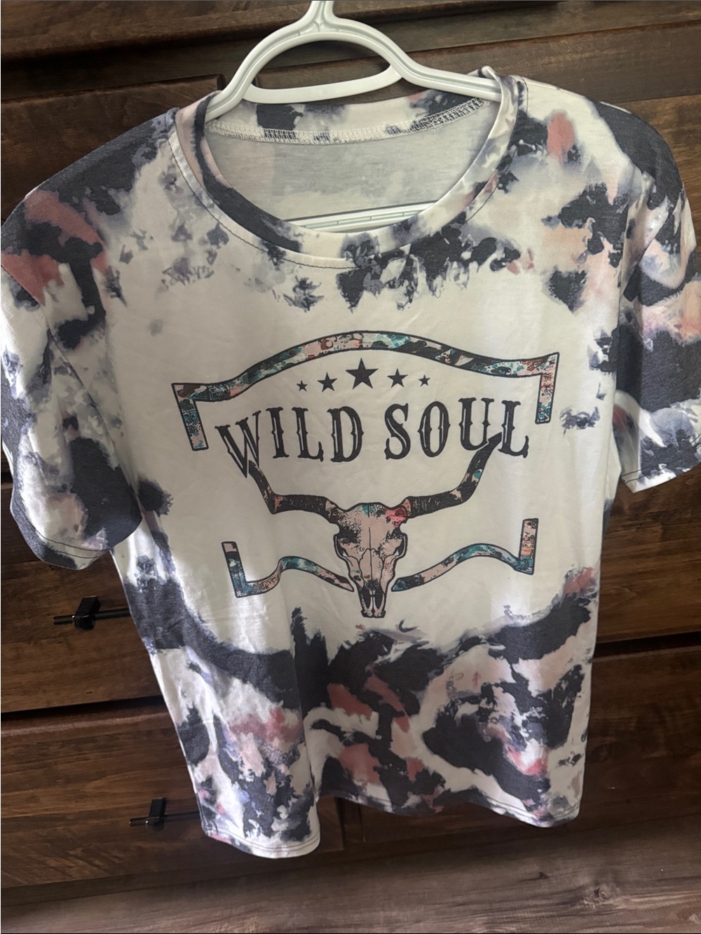 Wild Soul Graphic Tee in White, Black & Pink Tie-Dye
